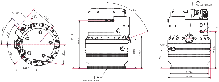 TC 1200을 갖춘 HiPace® 1200 U, Profibus, DN 200 ISO-K