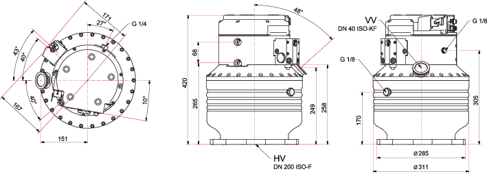 TC 1200을 갖춘 HiPace® 1800 U, Profibus, DN 200 ISO-F