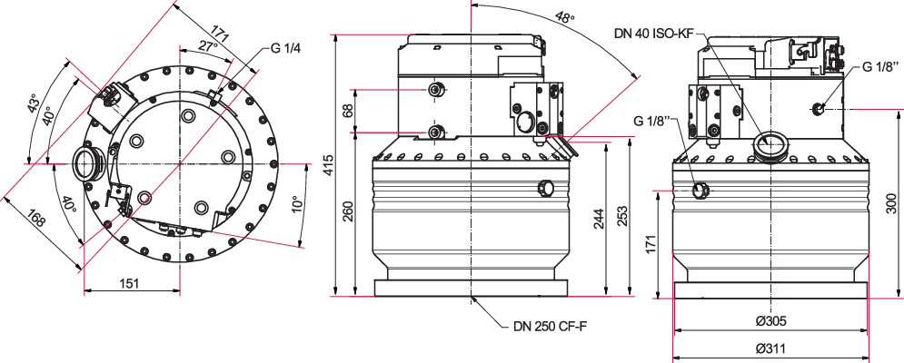 TC 1200을 갖춘 HiPace® 2300 UC, Profibus, DN 250 CF-F, 부식성