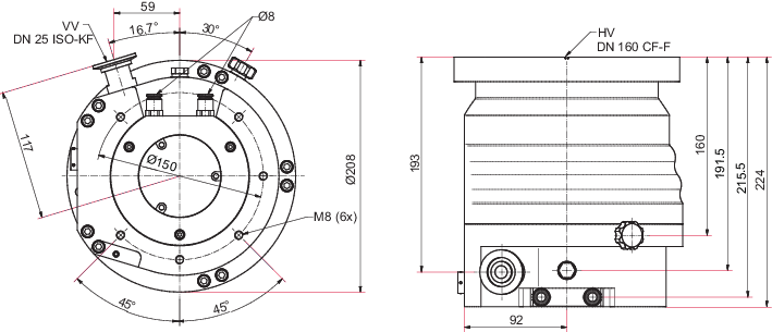 TCP 350을 갖춘 HiPace® 700 H, DN 160 CF-F