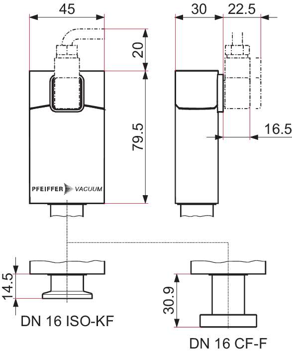 PCR 280，80 °C，DN 16 ISO-KF