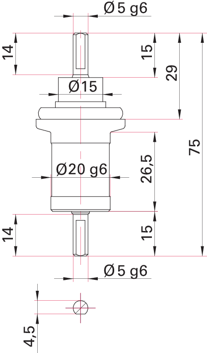 Rotary feedthrough, DN 16 ISO-KF