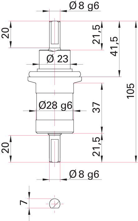 Rotary feedthrough, DN 25 ISO-KF