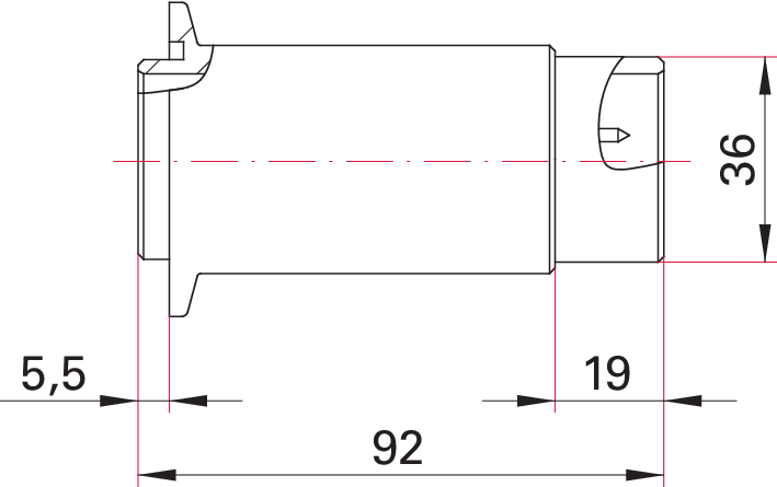 Durchführung, 4-polig, Stecker, DN 40 ISO-KF