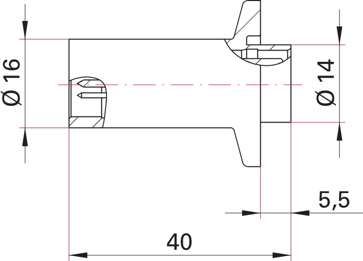 Durchführung, 9-polig, Stecker, DN 16 ISO-KF