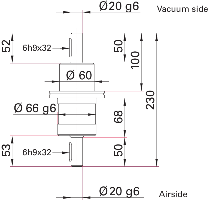 Drehdurchführung, DN 63 ISO-K, DD 063 A