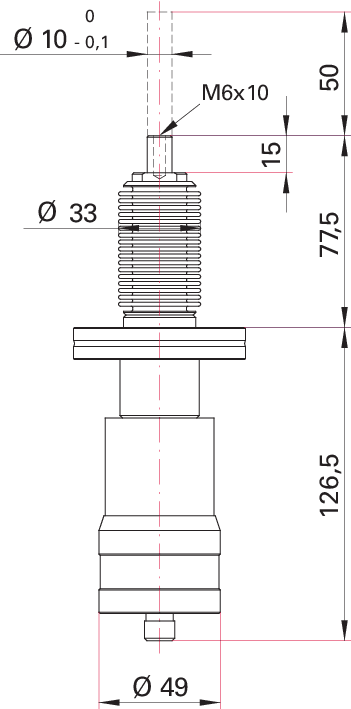 ULD 135 DP, Schiebedurchführung, 50 mm Hub, Mikrometerantrieb, DN 40 CF-R