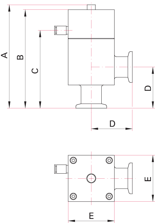 AVC 040 PA, Eckventil, pneumatisch, ohne SG, ohne SV