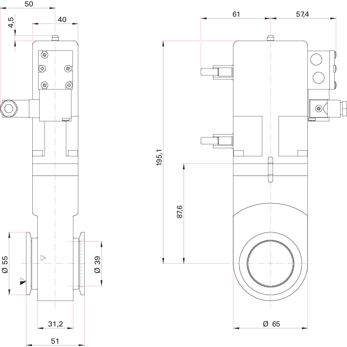 SVV 040 PA, HV 게이트 밸브, 전자공압식, PI 포함, PV 포함, 24 V / 50 Hz