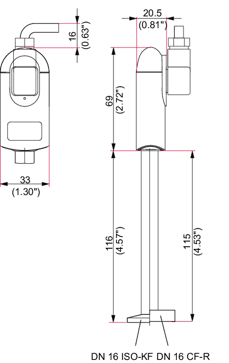 TPR 281，250 °C，DN 16 ISO-KF