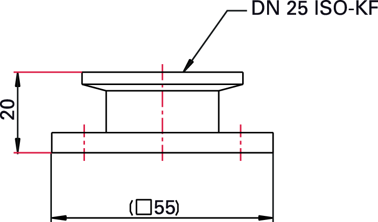 DN 25 ISO-KF용 연결 어댑터