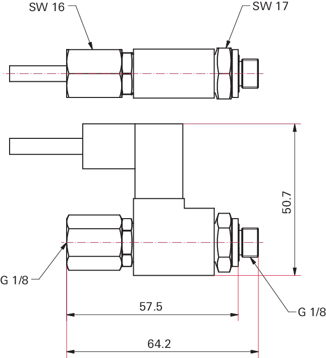 Stromausfallfluter geschirmt, 24 V DC, G 1/8" zum Anschluss an TC 110/120