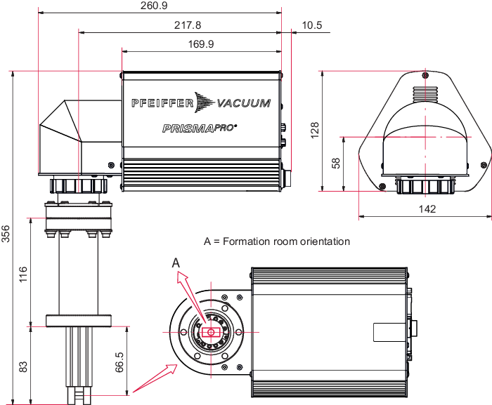 PrismaPro® QMG 250 M2，1 – 200 u，交叉束离子源，钨，I/O 选项：标准