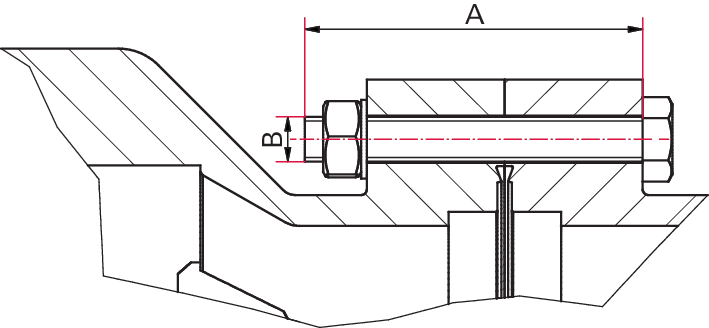 Sechskantschraubensatz für Flansche mit Durchgangsbohrung, DN 200 CF-F