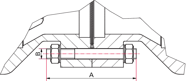 Stiftschraubensatz für Flansche mit Durchgangsbohrung, DN 100 CF-F