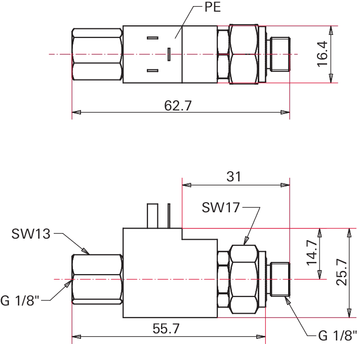 Venting valve, 24 V DC, G 1/8" without cable