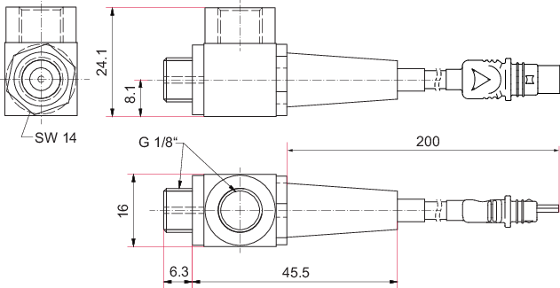 Flutventil geschirmt, AccessLink, 24 V DC, G1/8" für HiPace 80 Neo