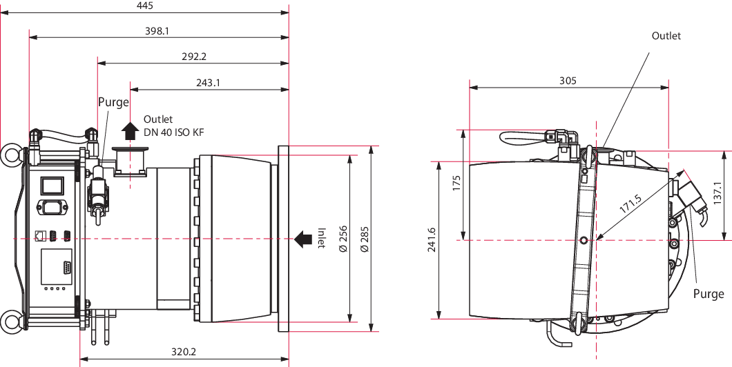 ATH 1603 M, DN 200 CF-F, integrierte Antriebselektronik OBC V4, Profibus, wassergekühlt, unbeheizt